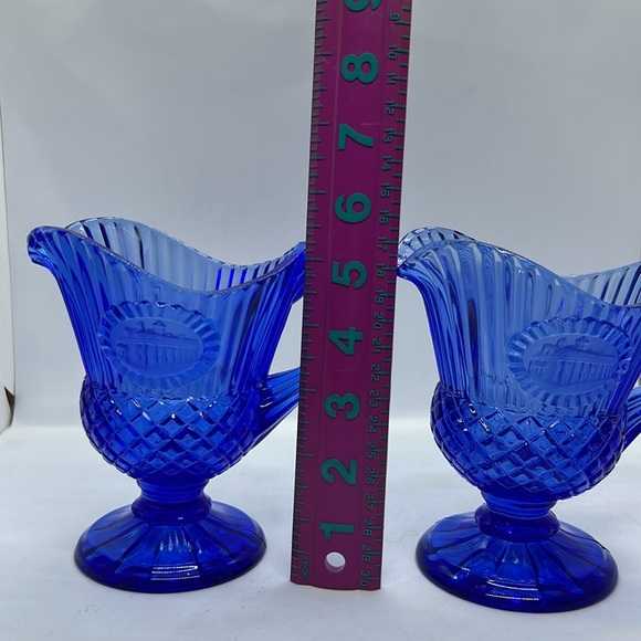 Avon Fostoria Blue Pitcher George Washington Mt. Vernon 1976 Vintage Beautiful - Picture 15 of 16